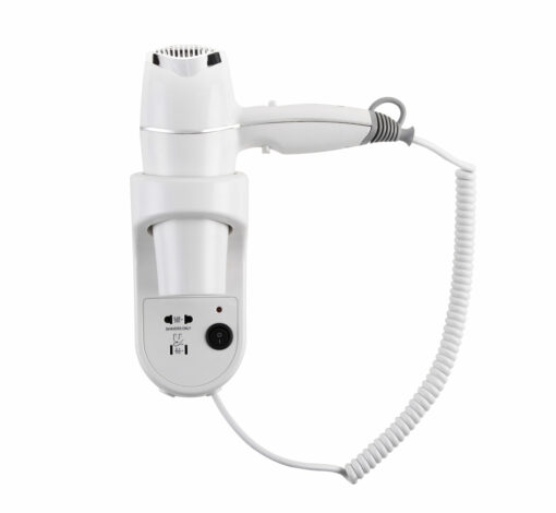 ASCIUGACAPELLI DA PARETE 1800W CON PRESA RASOIO UNIVERSALE BIANCO/CROMO 1800W