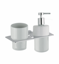 CUBICA BICCHIERE PORTASPAZZOLINI E DISPENSER SAPONE