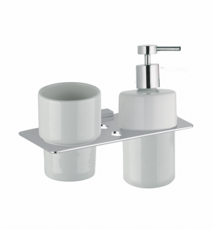 CUBICA BICCHIERE PORTASPAZZOLINI E DISPENSER SAPONE