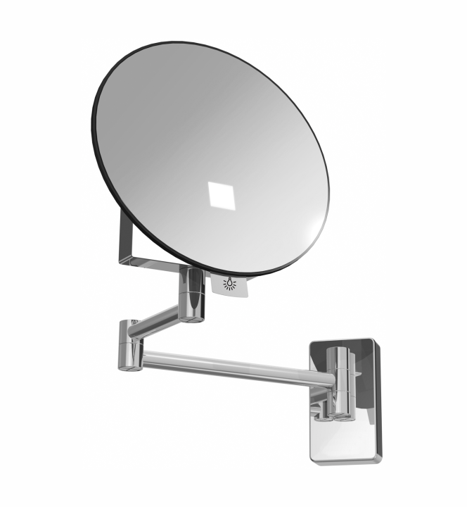 Specchio Ingranditore 5x con Ventosa Luce Led senza Filo Bianco opaco,  d20.5xh23 cm