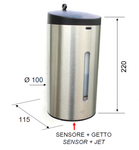 DISPENSER AUTOMATICO SAPONE LIQUIDO IN ACCIAIO INOX TONDO