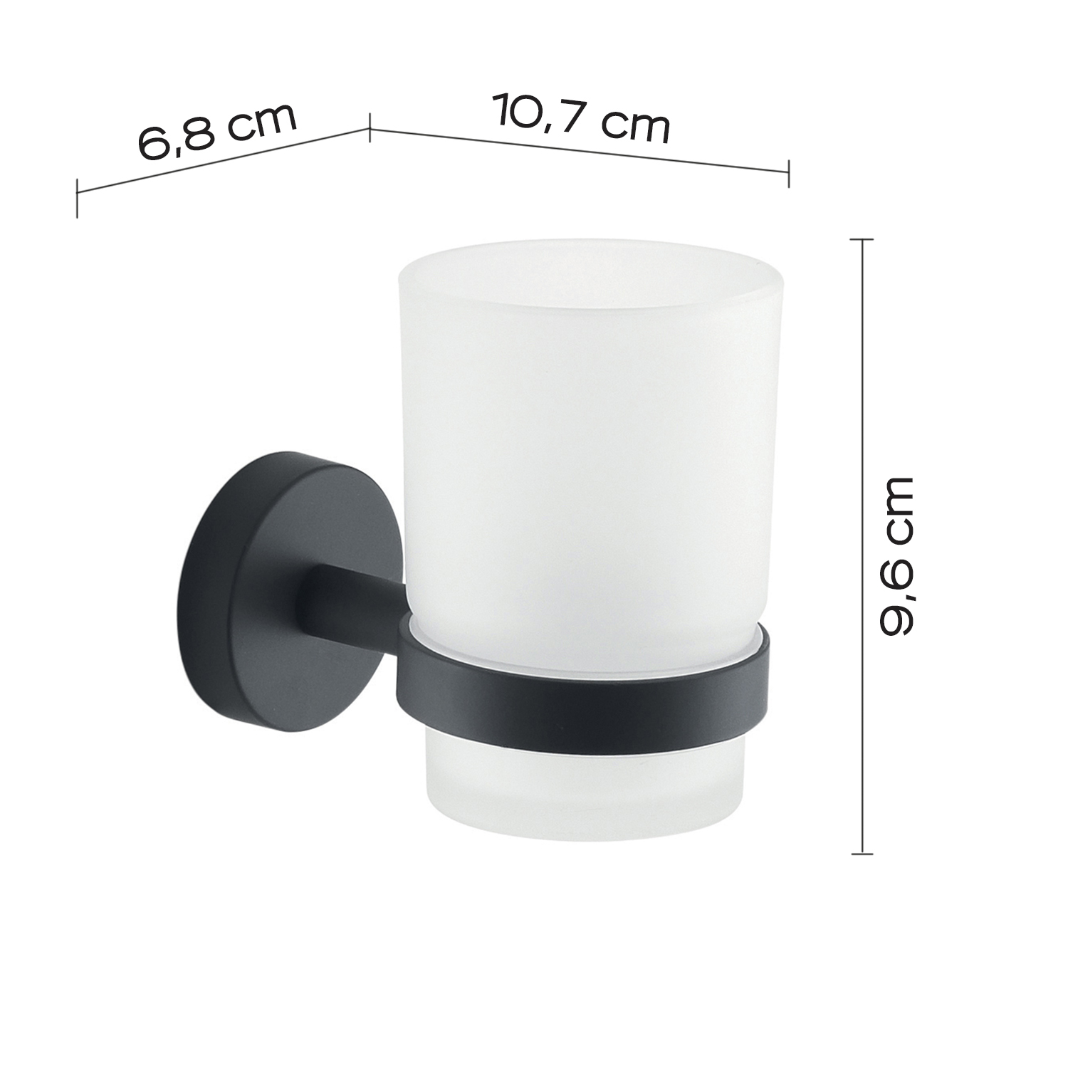 PORTASPAZZOLINI INOX SERIE BLACK, NERO OPACO - immagine 2